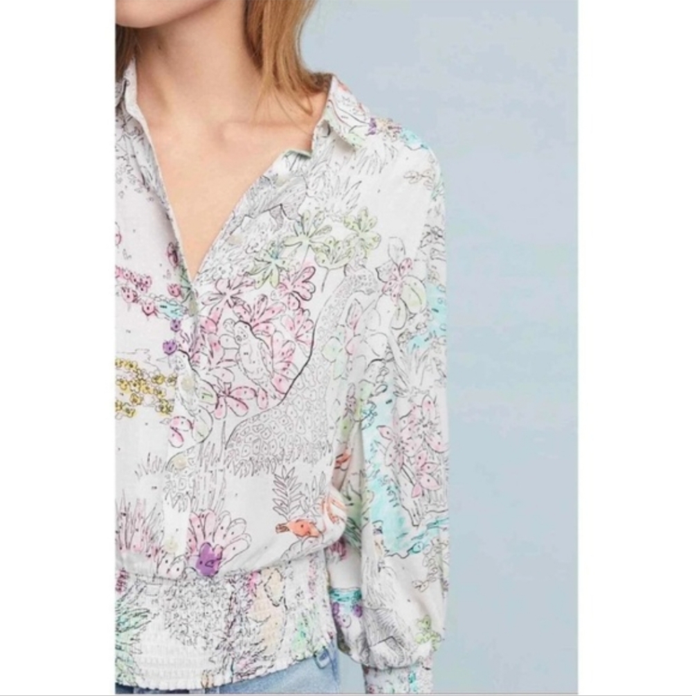 Anthropologie Maeve Paint By Numbers blouse, Large, Excellent Used Condition - Picture 11 of 11